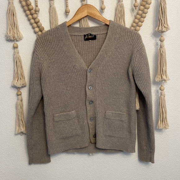 Vintage panda brand wool cardigan sweater womens small size 38 oatmeal grey - Picture 10 of 16